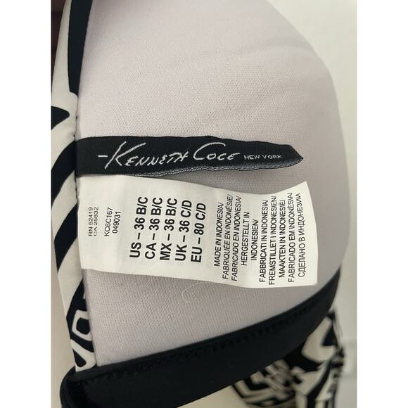 Kenneth Cole Swim Sz 36 B/C Bikini Halter Top Plunge Print Swimwear - Picture 7 of 8